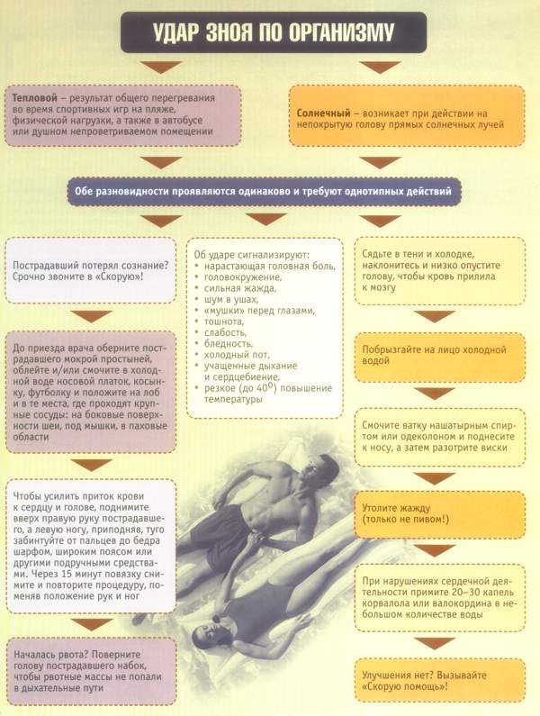 Первая помощь при солнечном и тепловом ударе