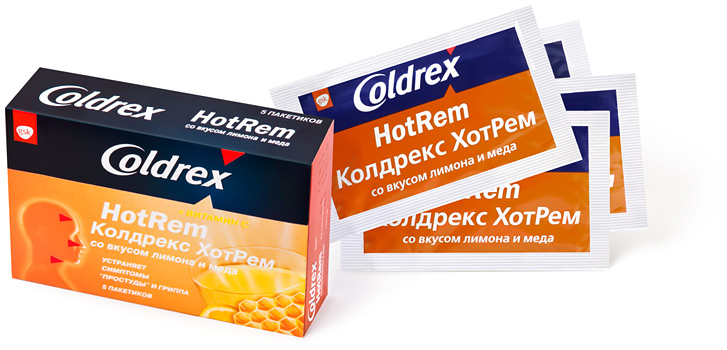 Препарат Колдрекс ХотРем лимон. ООО "Альтфарм" Россия